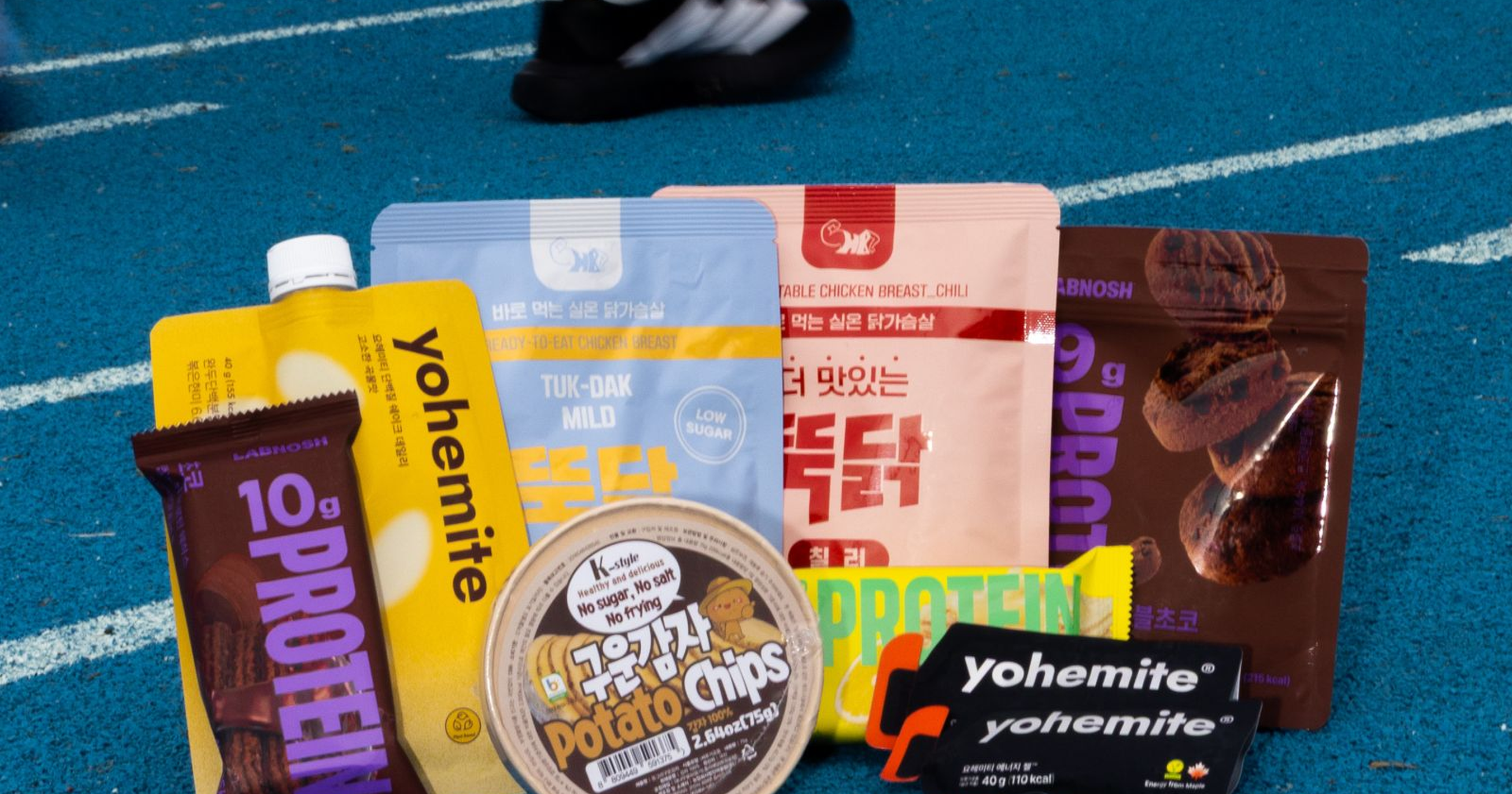 Momentum shelf-stable protein products on a running track