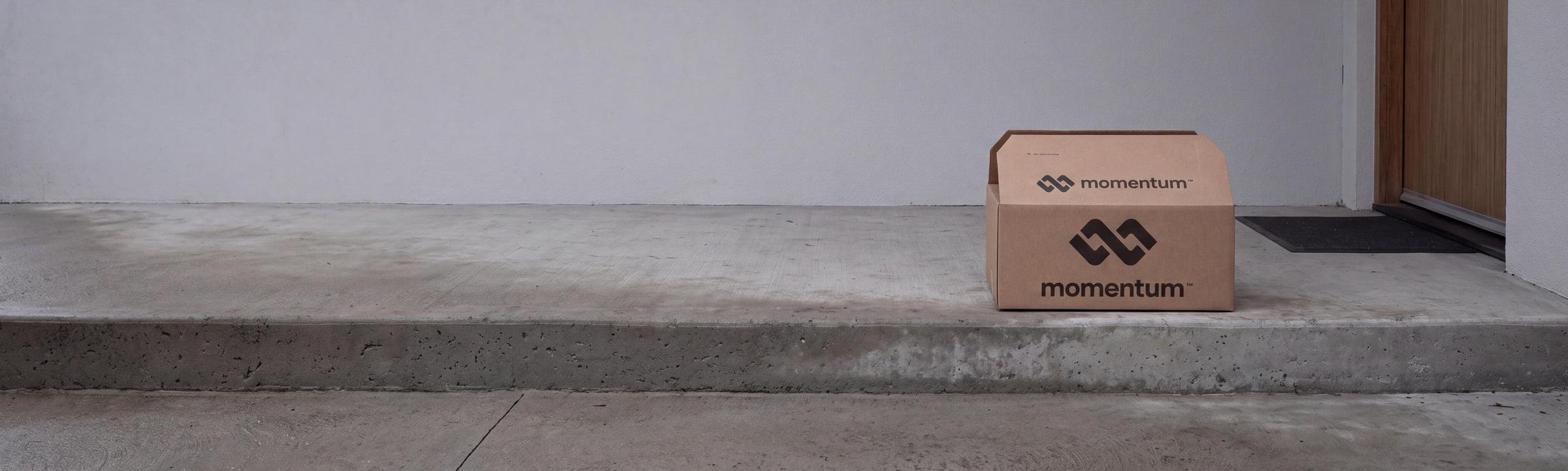 A Momentum box just delivered on a front step