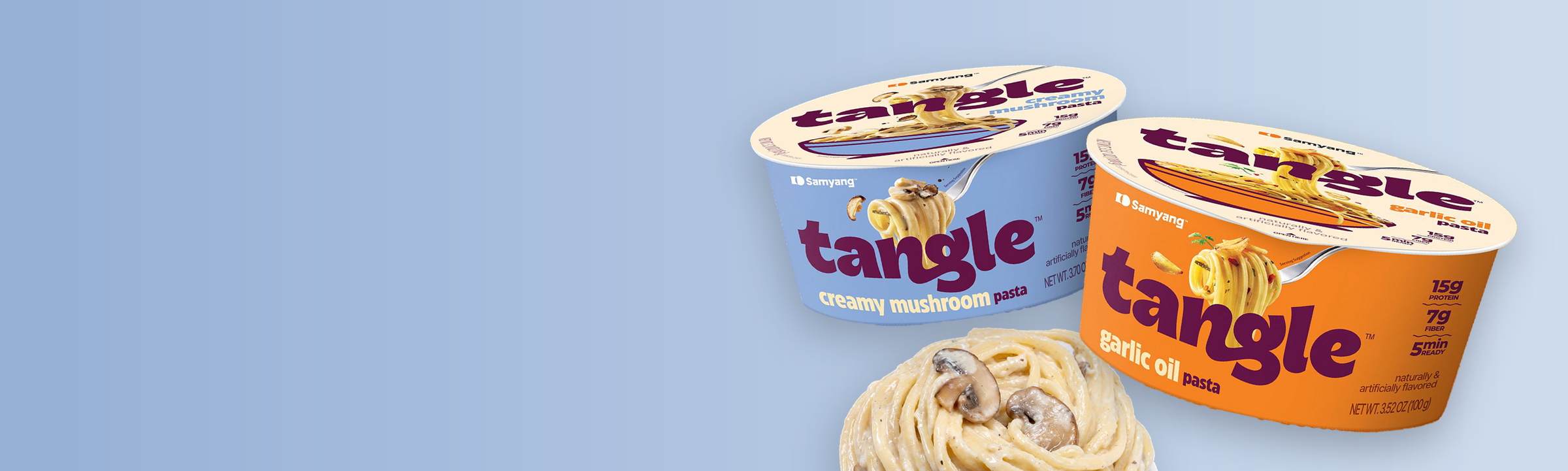 Samyang Tangle pasta bowls with creamy mushroom pasta