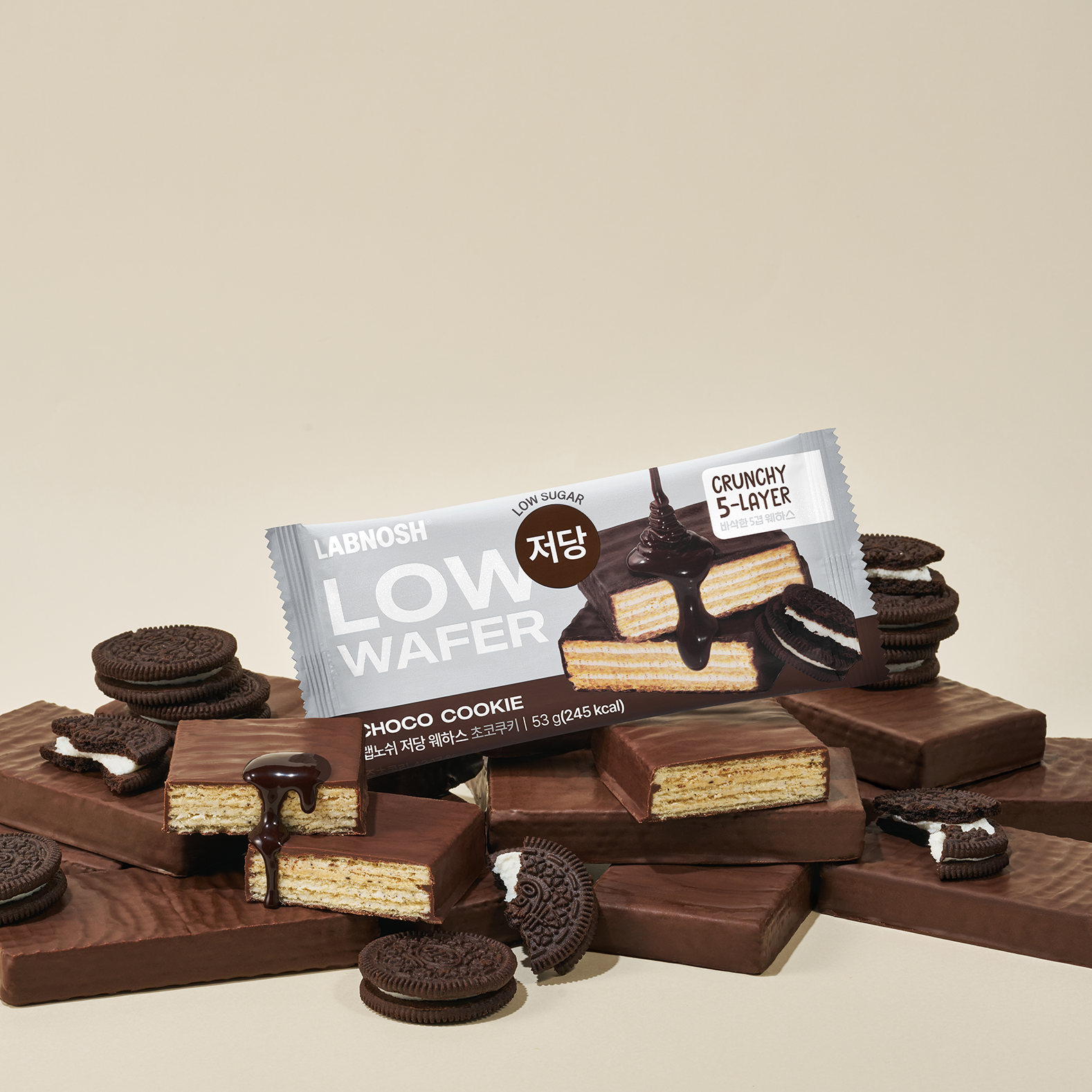 LABNOSH Cookies and Cream Low Sugar Wafer Korean Quality Dessert