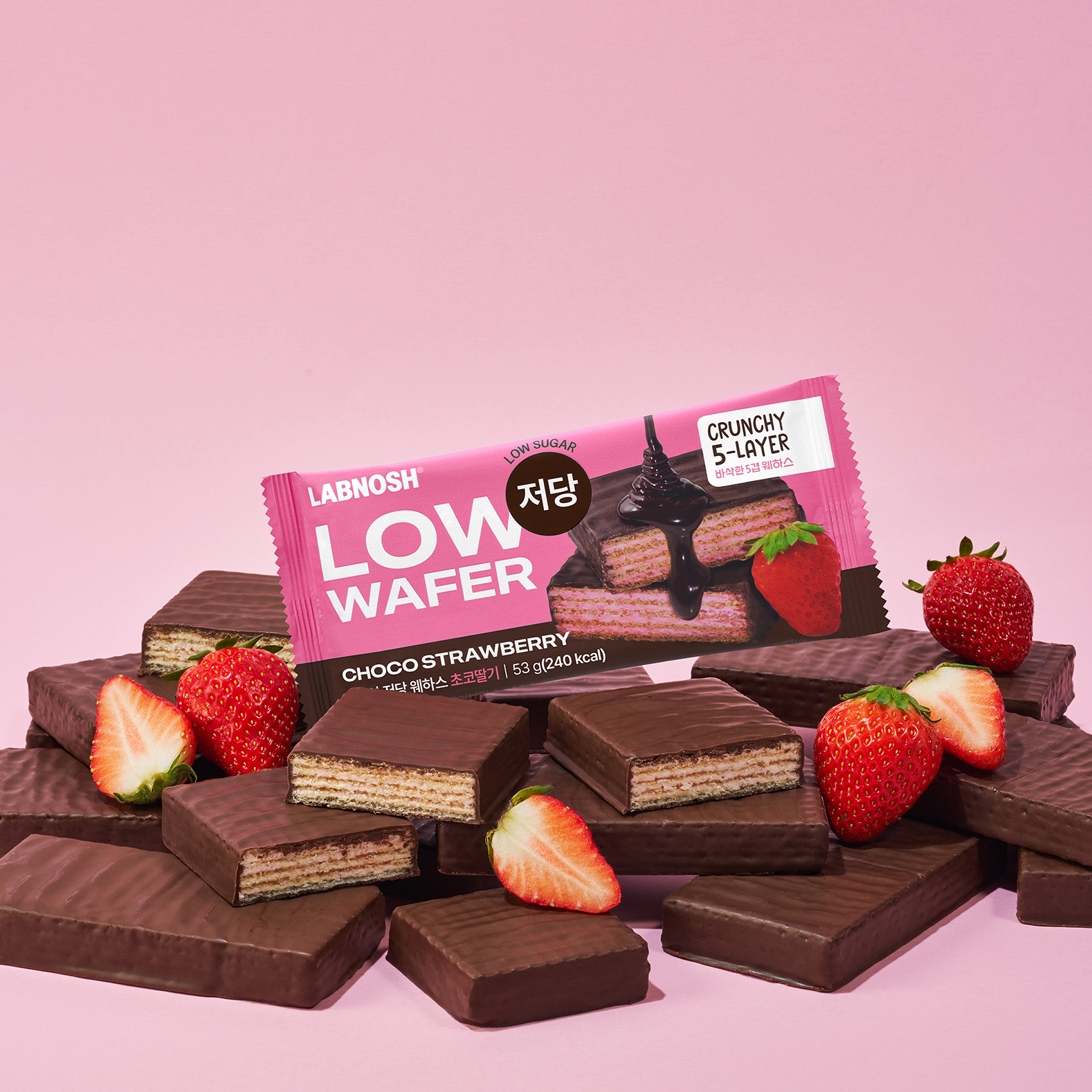 LABNOSH Low Sugar Wafer Strawberry Korean Quality Dessert