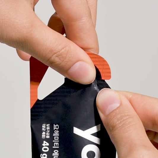 yohemite energy gel one handed tear tab that stays attached